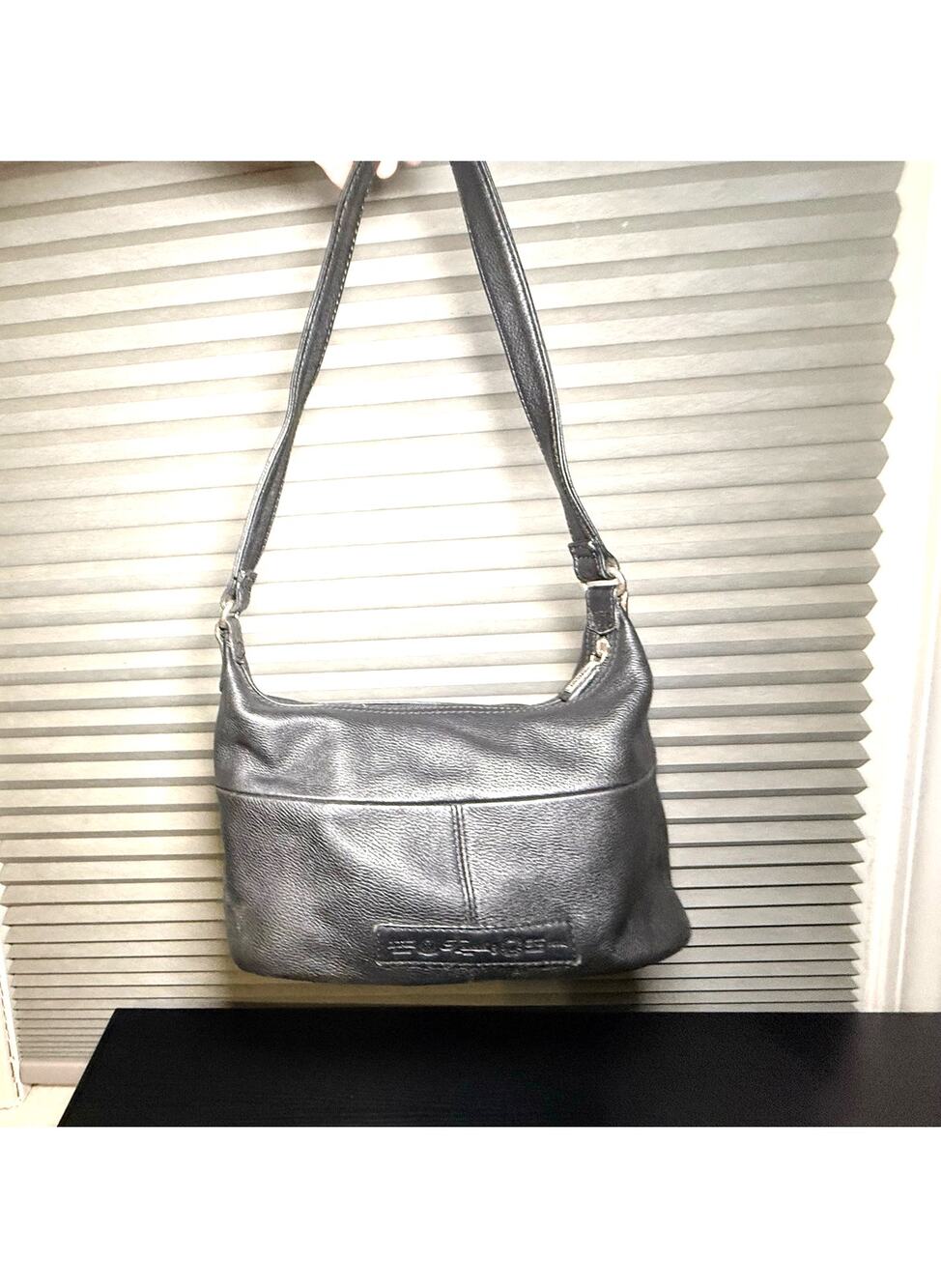 Fossil Black Leather Shoulder Bag Small Baguette Purse Minimalist Y2K Purse